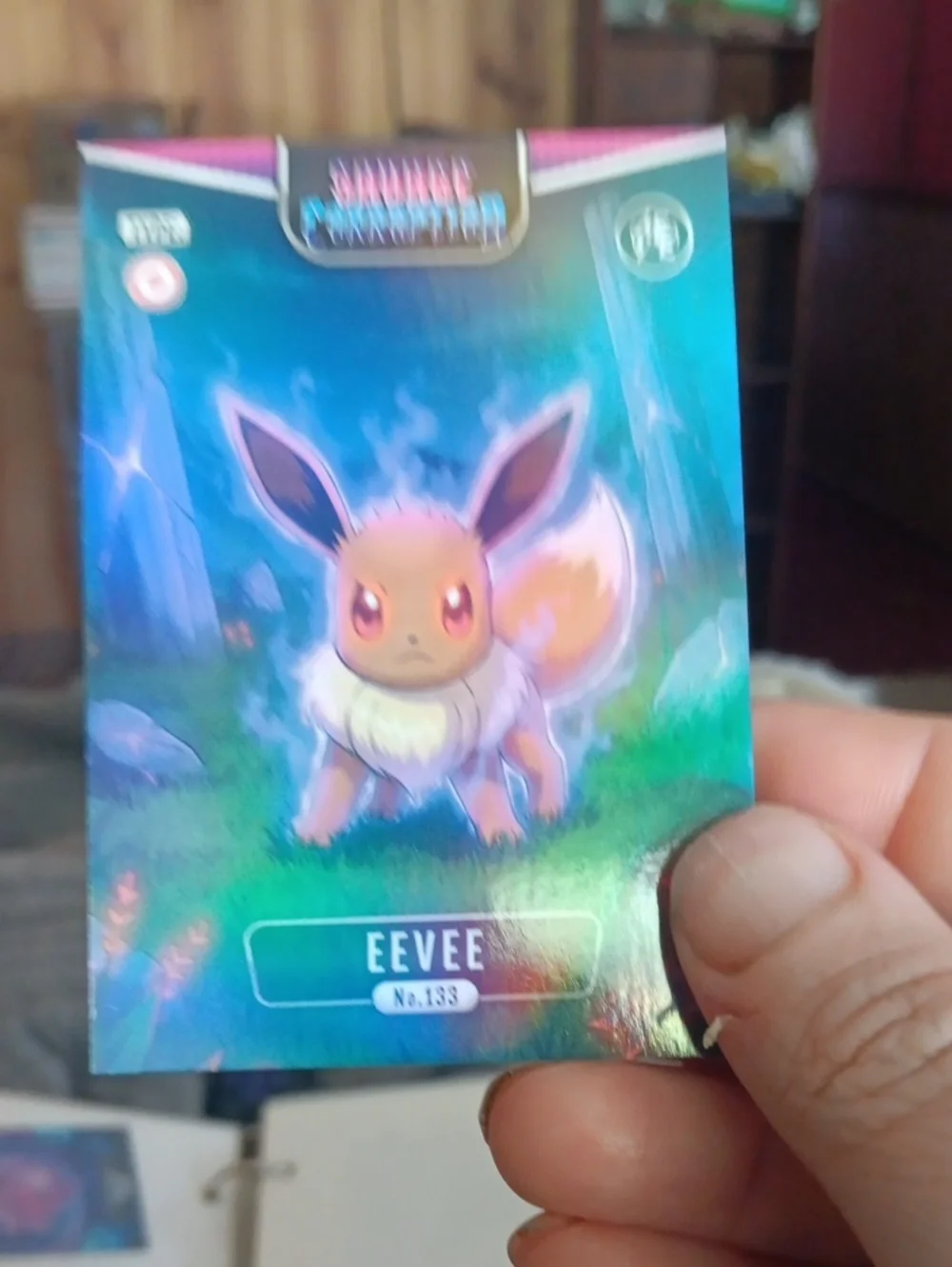 Pokemon Eevee Holographic Blue Green Card
